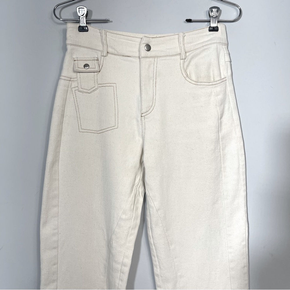 I.AM.GIA. Straight Leg Jeans Size S Off White Cream Ecru Faux Back Pockets - Picture 6 of 16